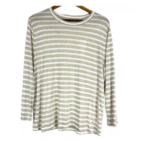 Vince Womens Crewneck bracelet sleeve classic stripe top, $65, Medium, B59 - Picture 1 of 5
